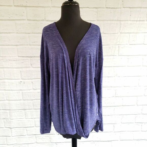 Zella Womens Large L Purple Twist Front Cardigan Thumbholes Workout Top - Picture 1 of 6
